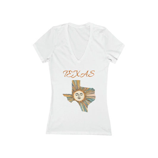 Texas Sun - Women's Jersey Short Sleeve Deep V-Neck Tee