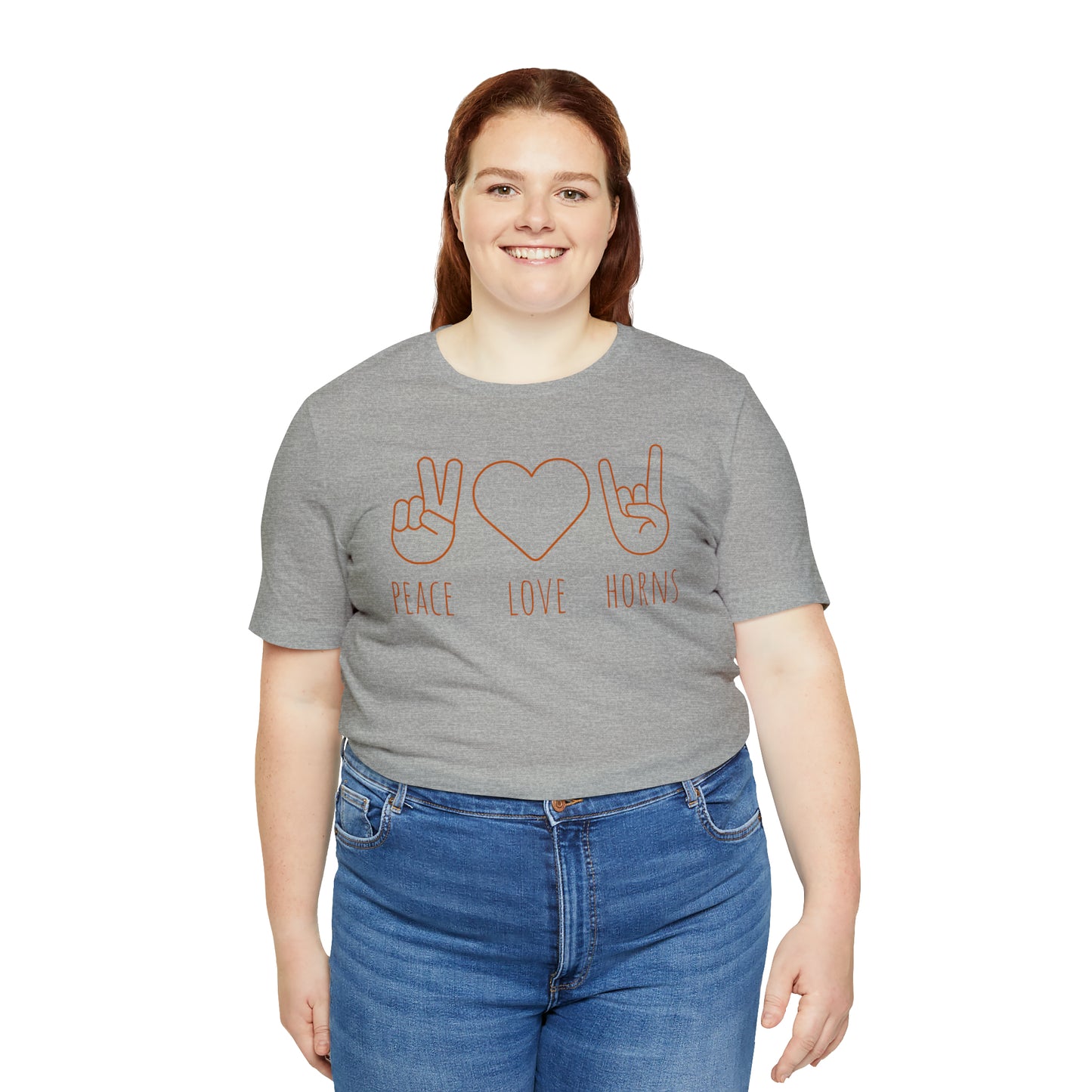 Texas - Peace Love Horns - Unisex Jersey Short Sleeve Tee