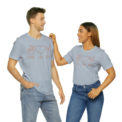 Texas - Peace Love Horns - Unisex Jersey Short Sleeve Tee