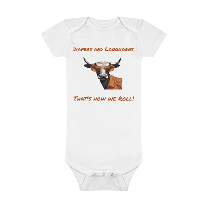 Texas - Diapers and Longhorns - Onesie® Organic Baby Bodysuit