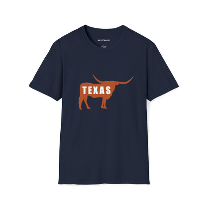 Texas - Longhorn Silhouette - Unisex Softstyle T-Shirt