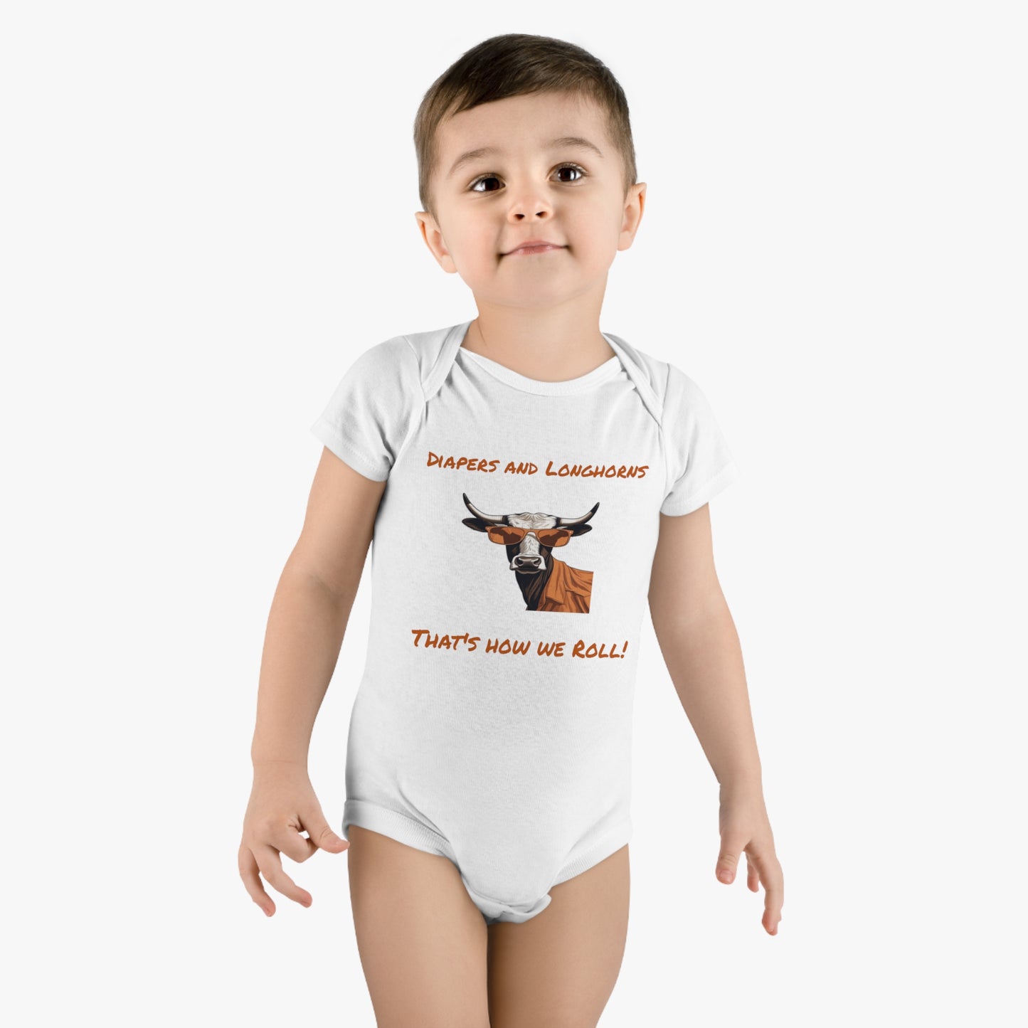 Texas - Diapers and Longhorns - Onesie® Organic Baby Bodysuit