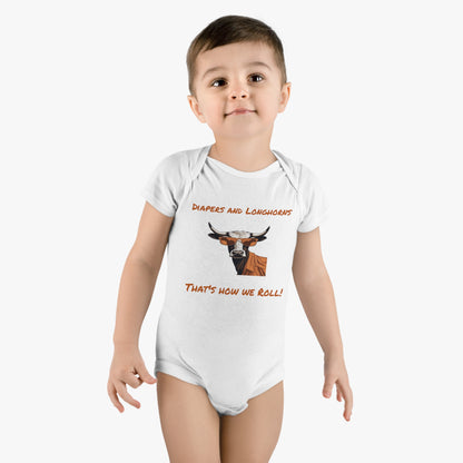 Texas - Diapers and Longhorns - Onesie® Organic Baby Bodysuit