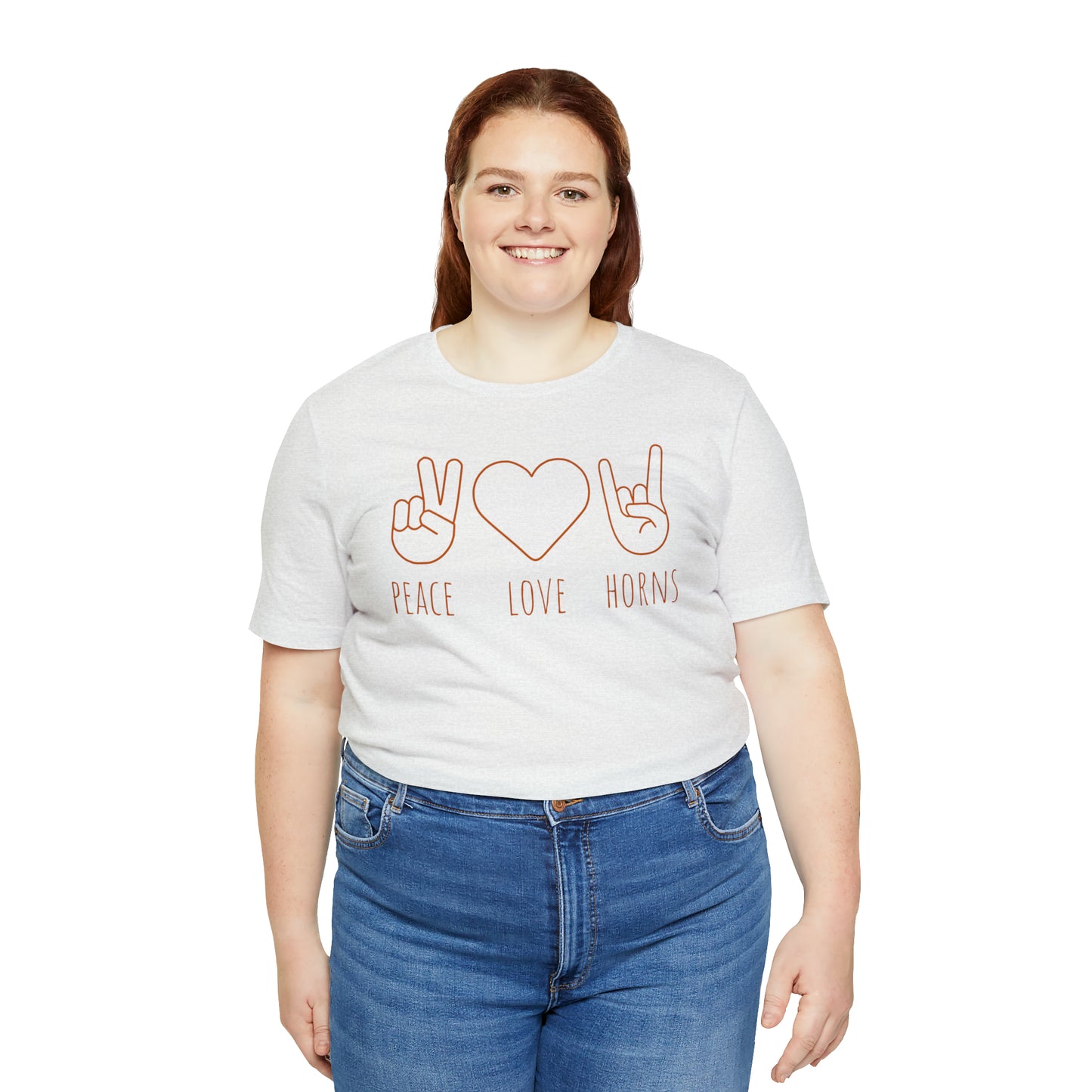 Texas - Peace Love Horns - Unisex Jersey Short Sleeve Tee