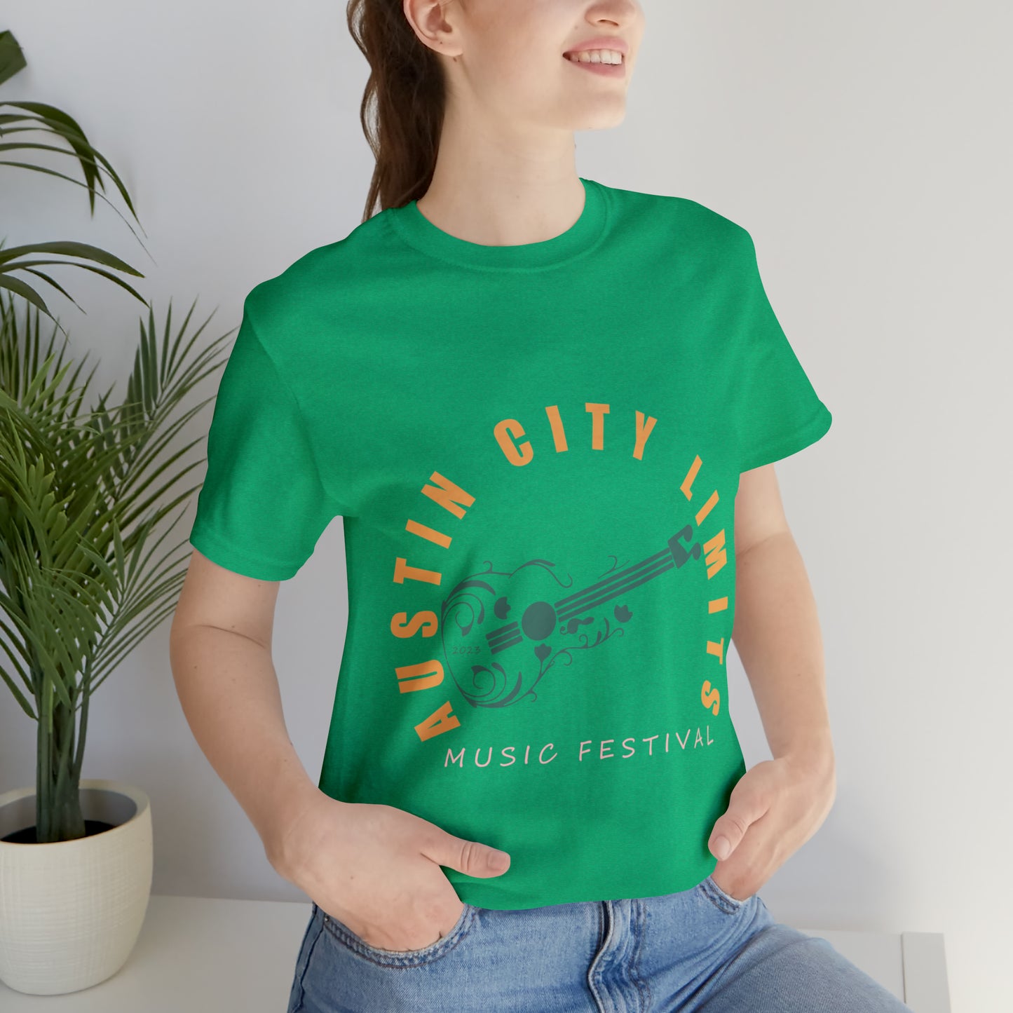 Austin - ACL - Guitar Circle Text - Unisex Jersey Short Sleeve Tee