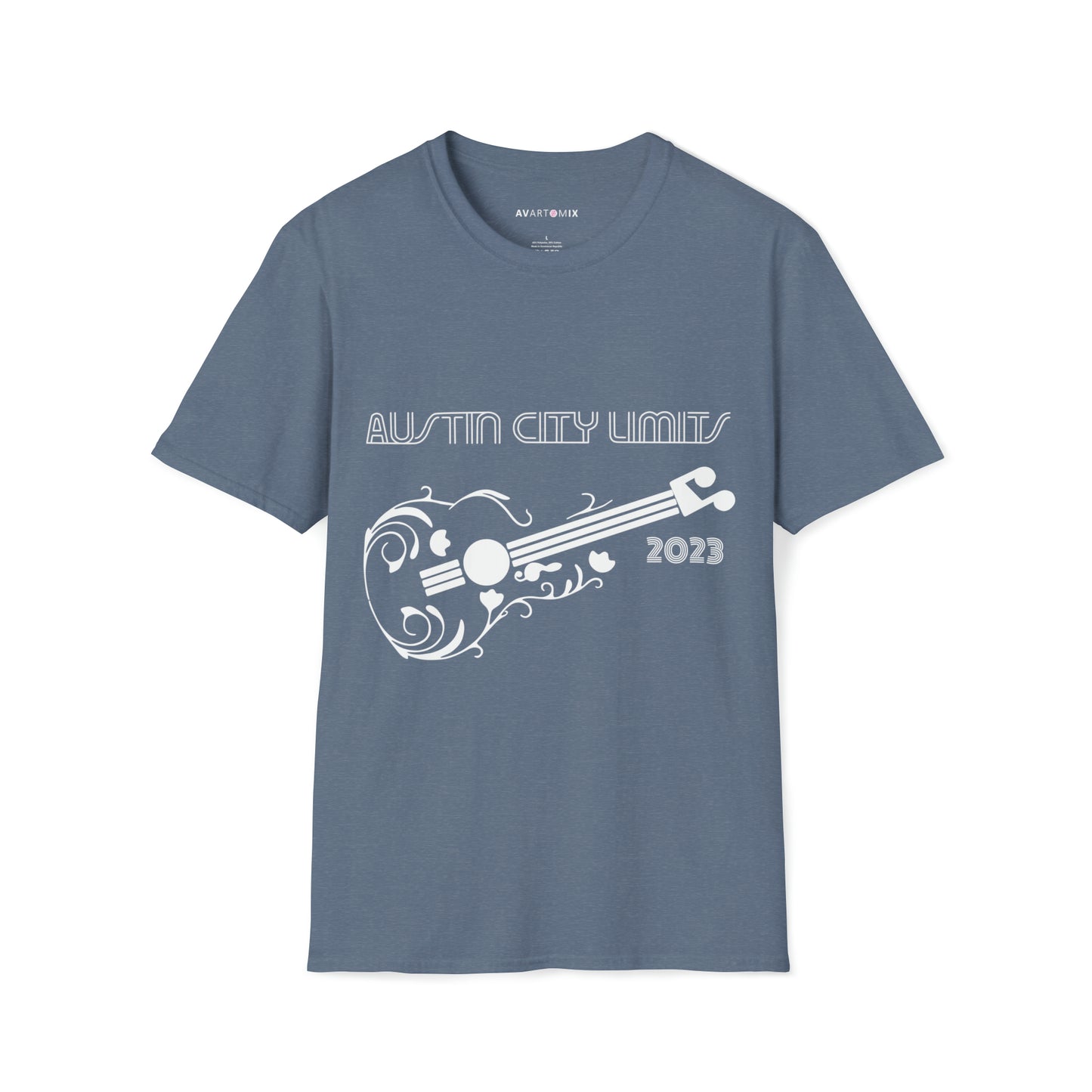 Austin - ACL - Guitar - Unisex Softstyle T-Shirt (White Text)