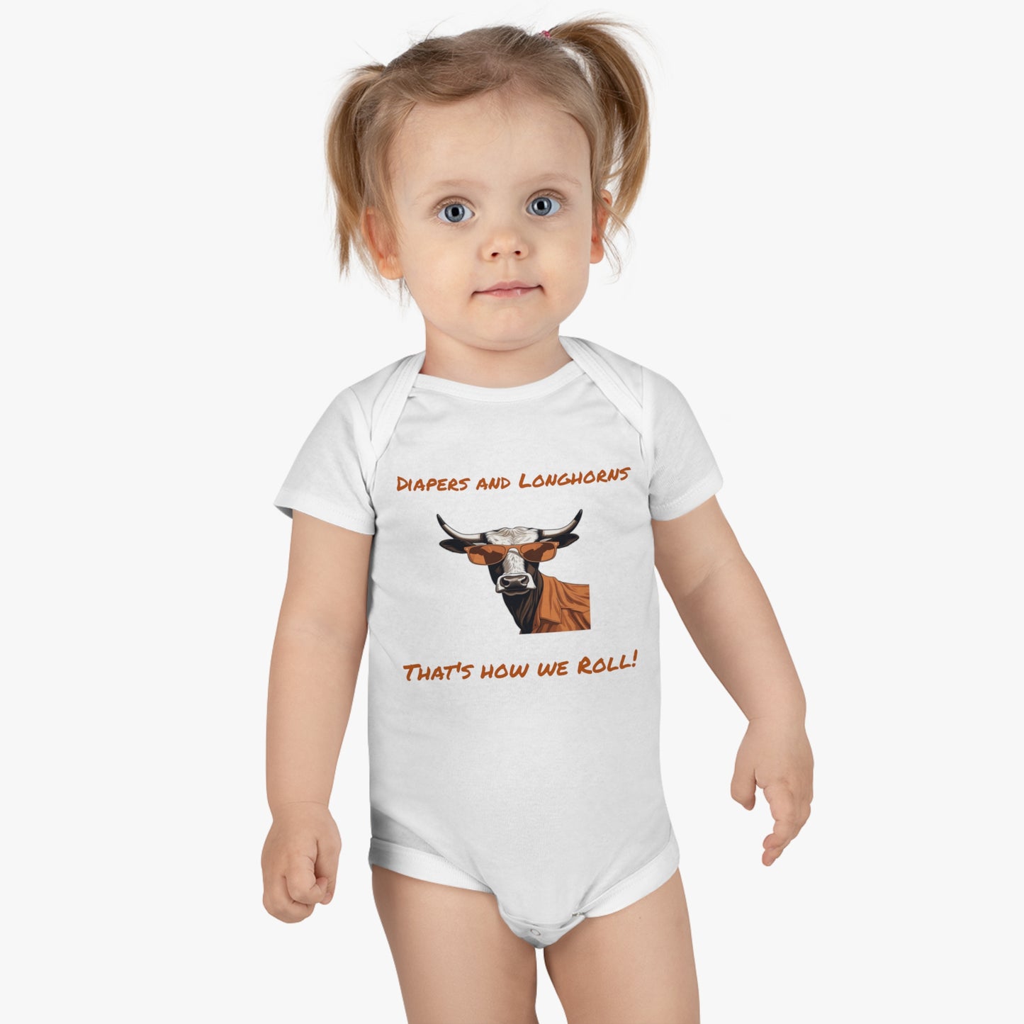 Texas - Diapers and Longhorns - Onesie® Organic Baby Bodysuit