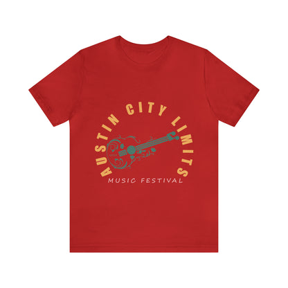 Austin - ACL - Guitar Circle Text - Unisex Jersey Short Sleeve Tee