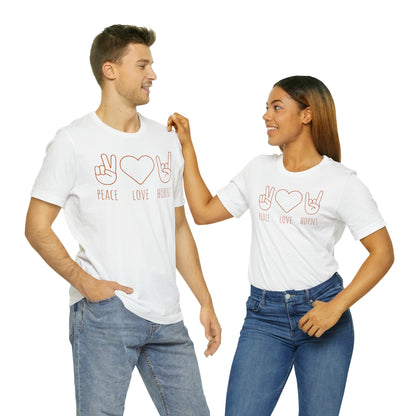 Texas - Peace Love Horns - Unisex Jersey Short Sleeve Tee