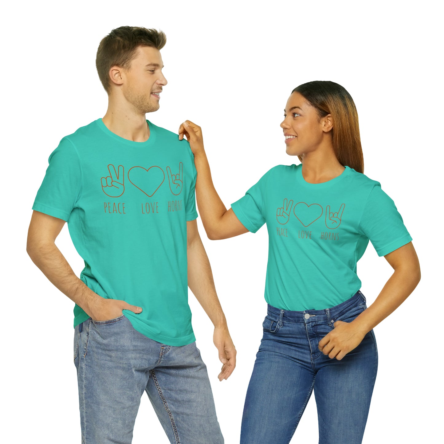 Texas - Peace Love Horns - Unisex Jersey Short Sleeve Tee