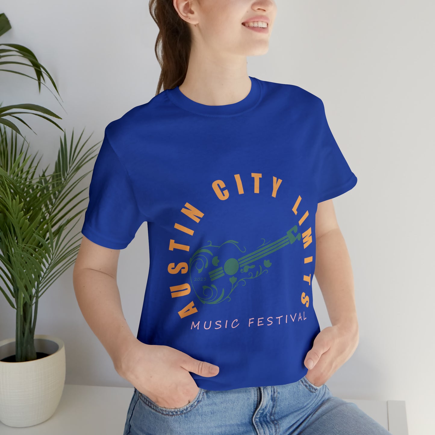 Austin - ACL - Guitar Circle Text - Unisex Jersey Short Sleeve Tee