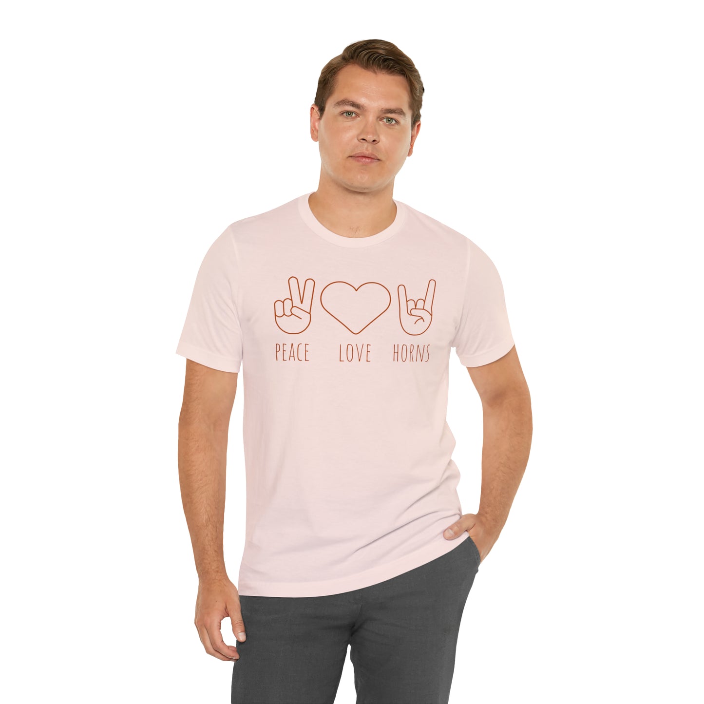 Texas - Peace Love Horns - Unisex Jersey Short Sleeve Tee