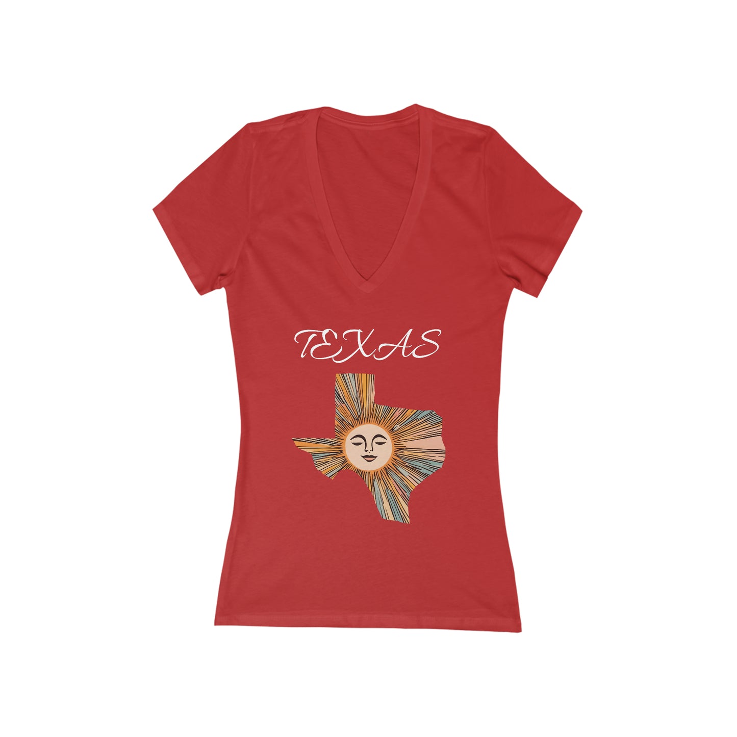 Texas Sun - Women's Jersey Short Sleeve Deep V-Neck Tee