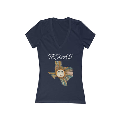 Texas Sun - Women's Jersey Short Sleeve Deep V-Neck Tee