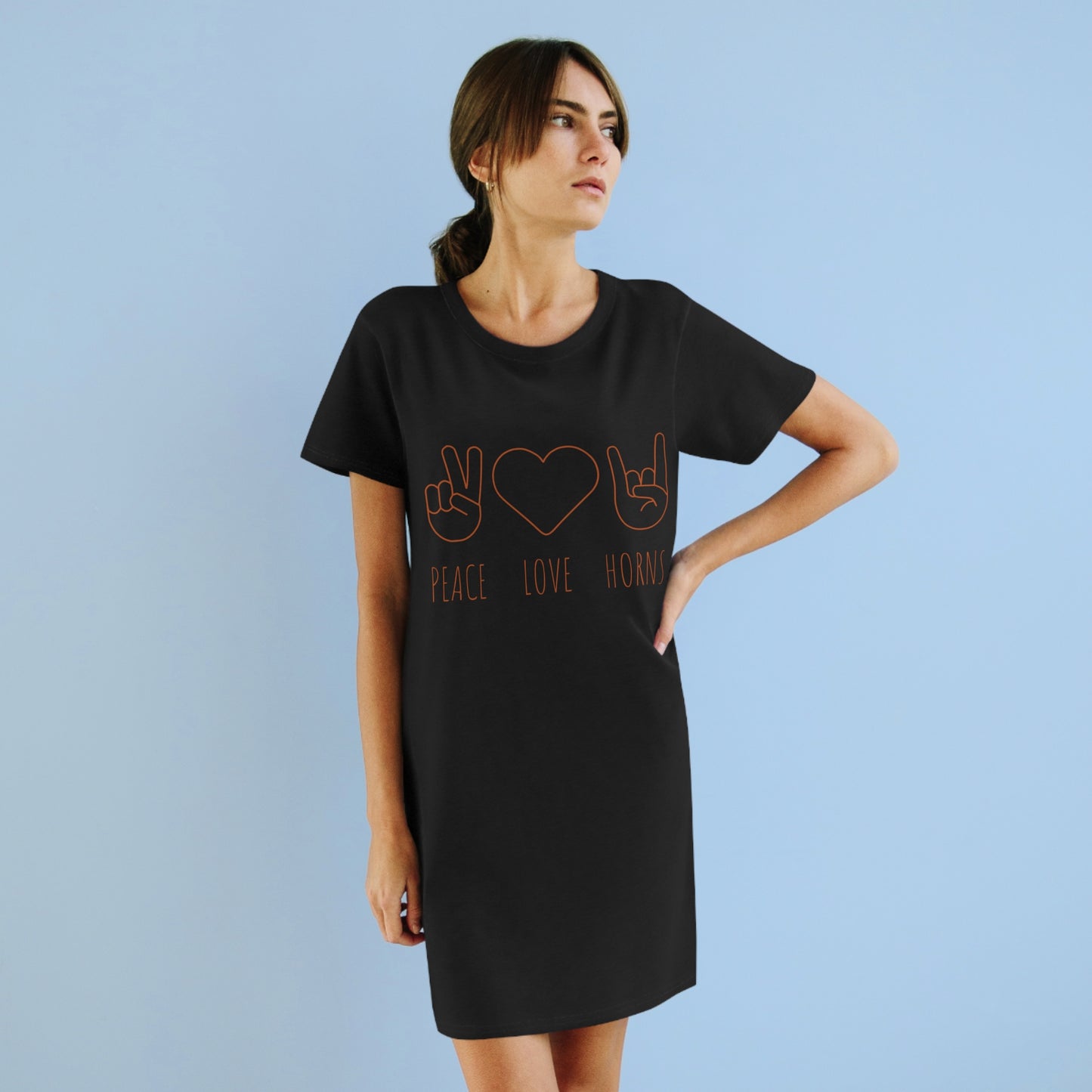 Texas - Peace Love Horns - Organic T-Shirt Dress