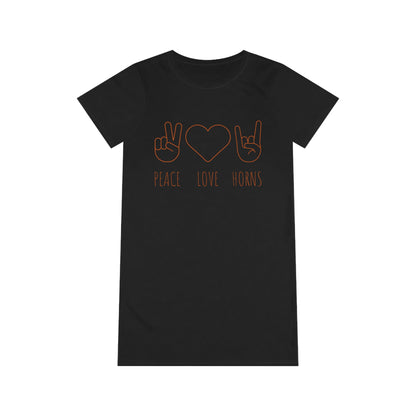 Texas - Peace Love Horns - Organic T-Shirt Dress