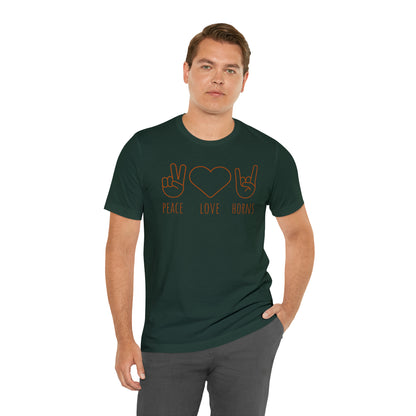 Texas - Peace Love Horns - Unisex Jersey Short Sleeve Tee