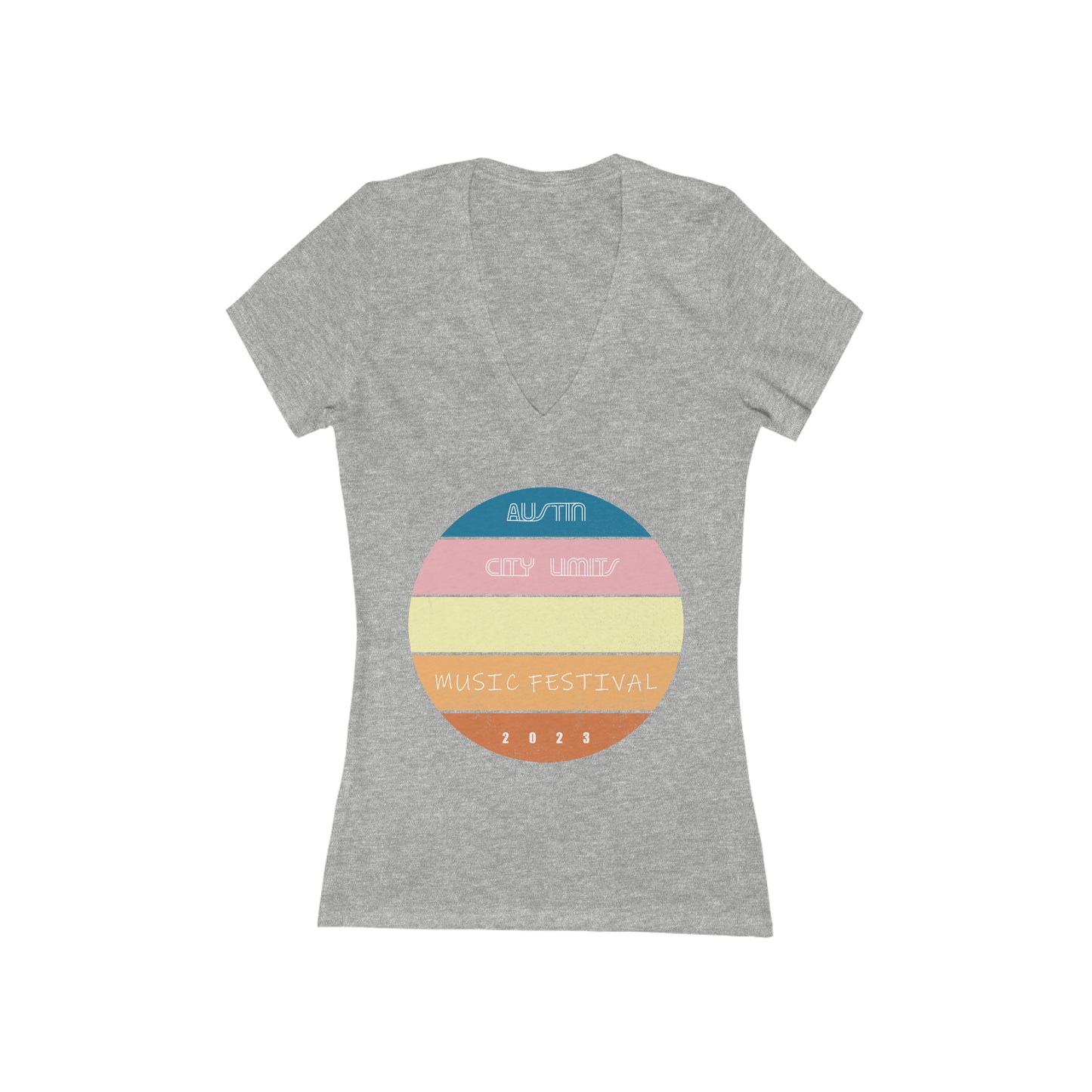 Austin - ACL - Sunset - Women's Jersey Short Sleeve Deep V-Neck Tee