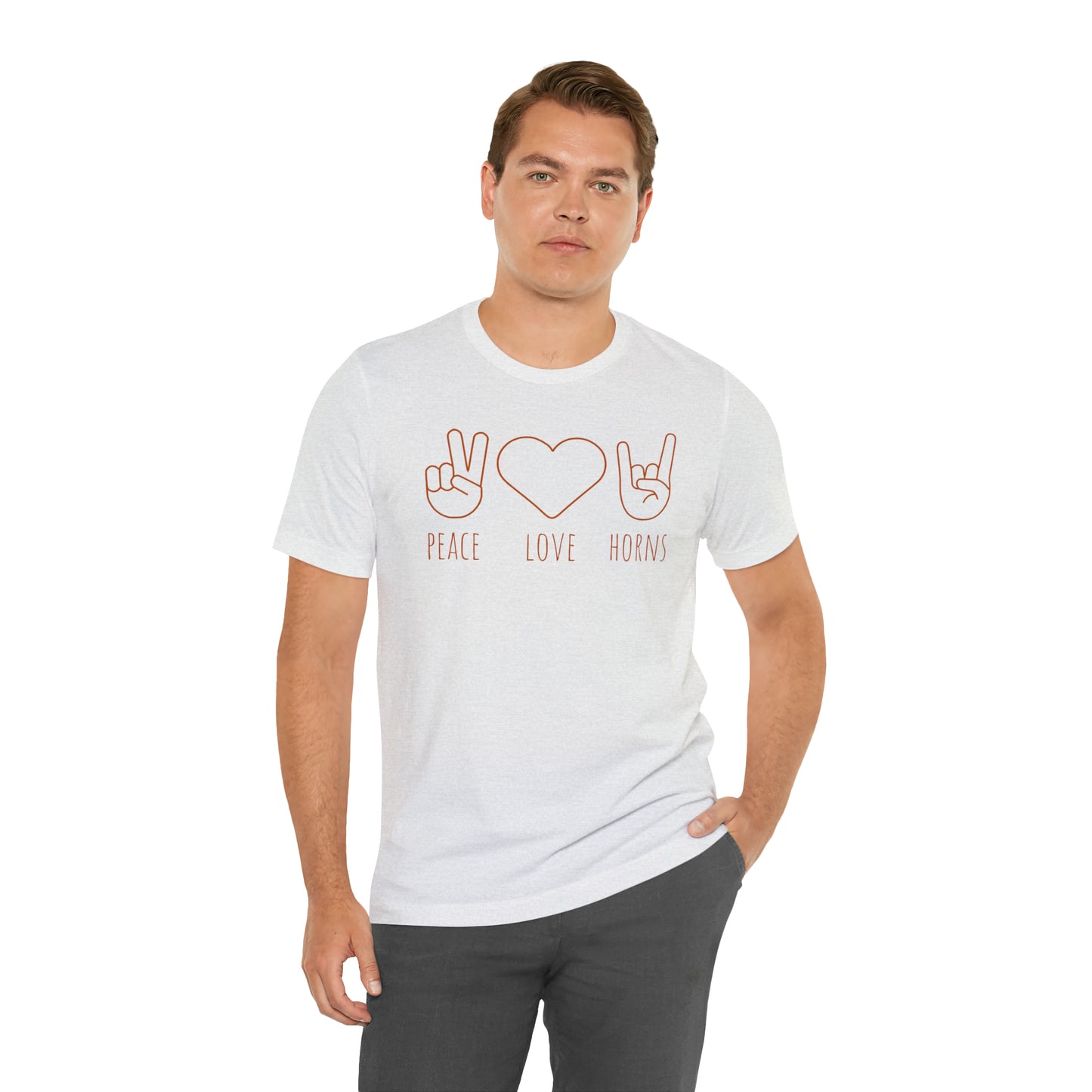 Texas - Peace Love Horns - Unisex Jersey Short Sleeve Tee