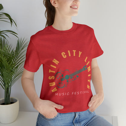 Austin - ACL - Guitar Circle Text - Unisex Jersey Short Sleeve Tee