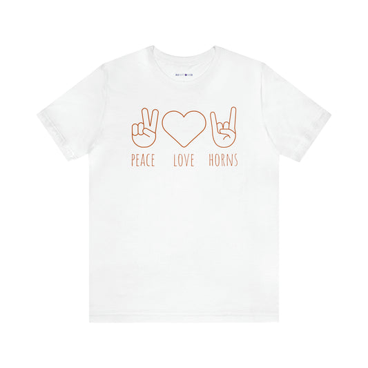 Texas - Peace Love Horns - Unisex Jersey Short Sleeve Tee