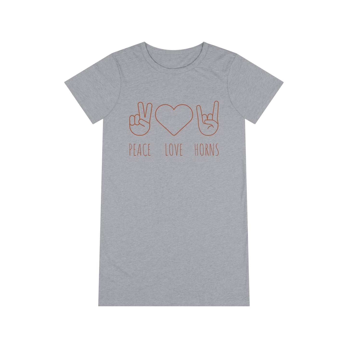 Texas - Peace Love Horns - Organic T-Shirt Dress