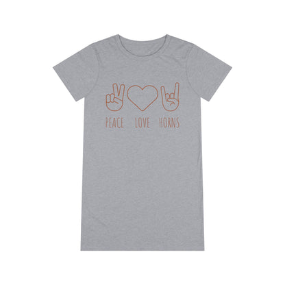 Texas - Peace Love Horns - Organic T-Shirt Dress