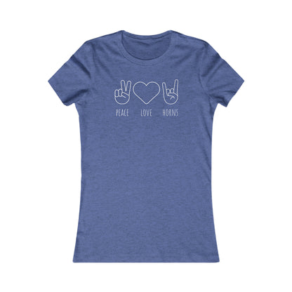 Texas - Peace Love Horns (White Text) - Women's Favorite Tee