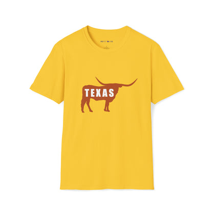 Texas - Longhorn Silhouette - Unisex Softstyle T-Shirt