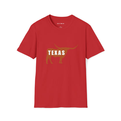 Texas - Longhorn Silhouette - Unisex Softstyle T-Shirt