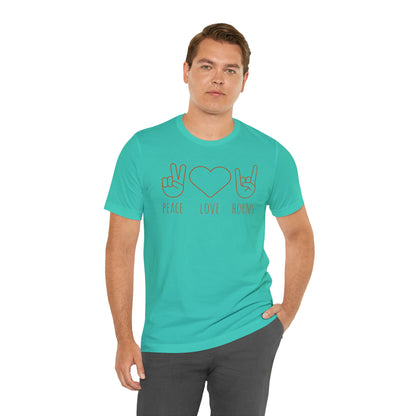 Texas - Peace Love Horns - Unisex Jersey Short Sleeve Tee