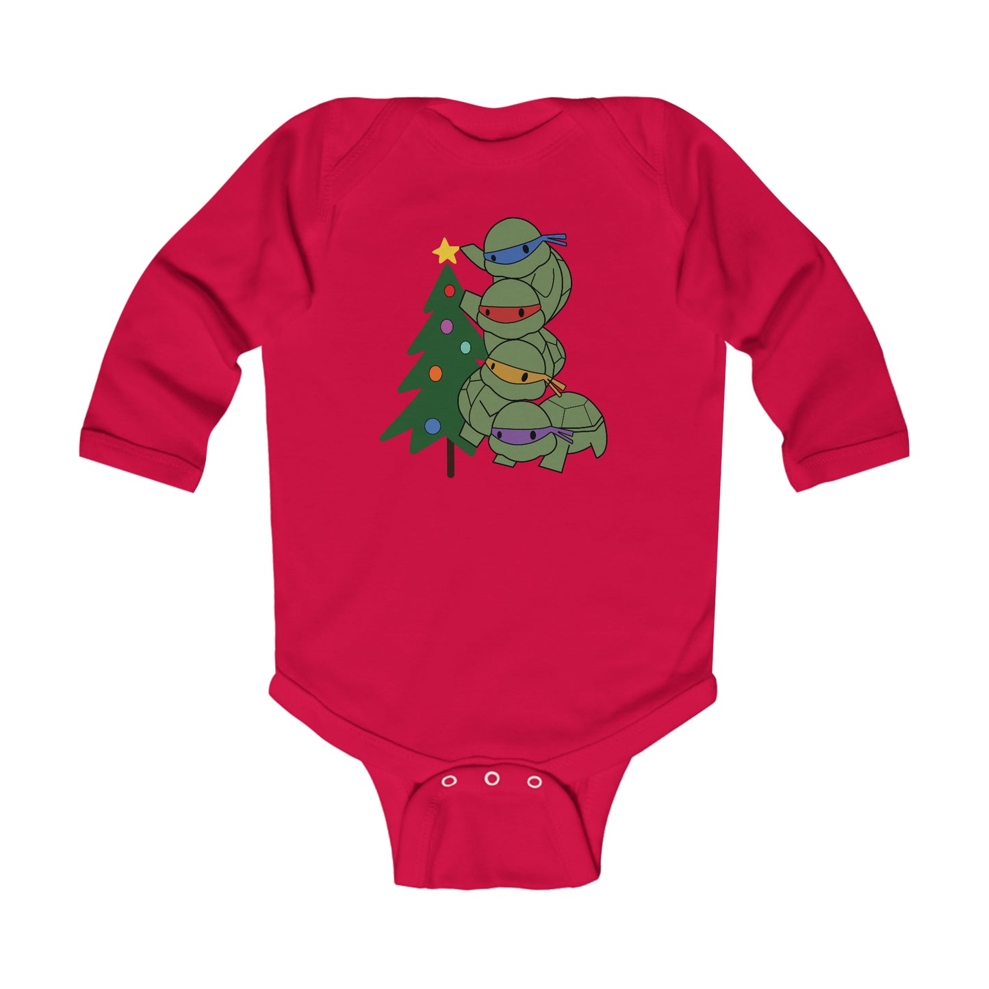 Christmas - Turtle and Tree - Infant Long Sleeve Bodysuit