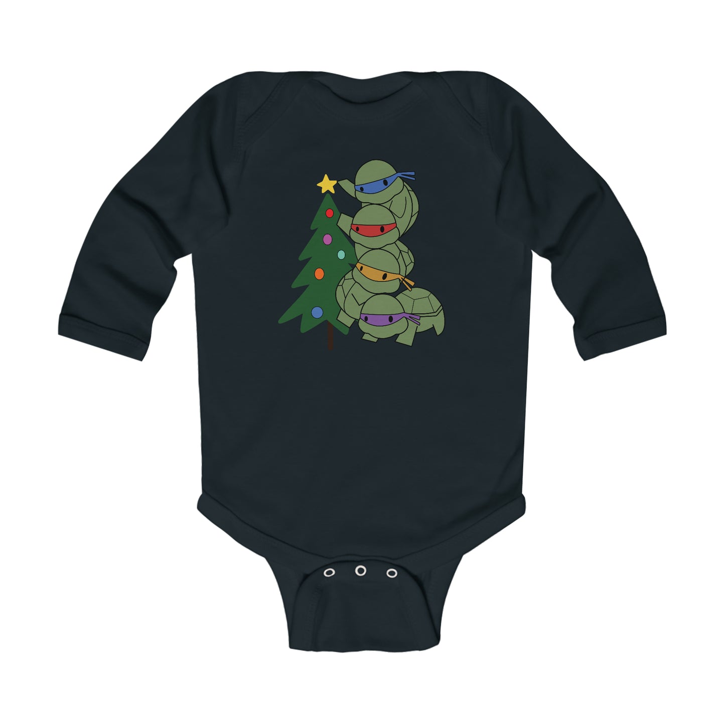 Christmas - Turtle and Tree - Infant Long Sleeve Bodysuit