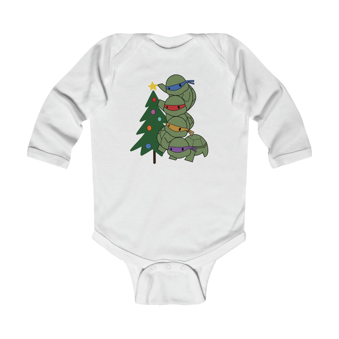 Christmas - Turtle and Tree - Infant Long Sleeve Bodysuit