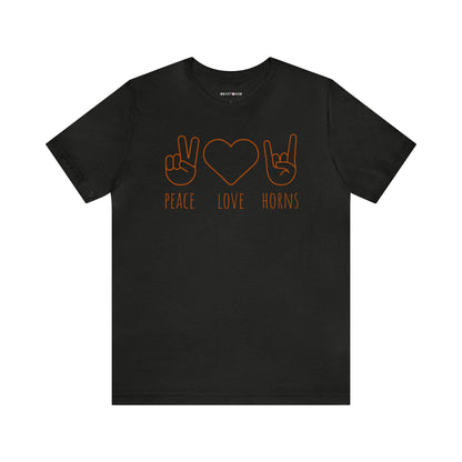 Texas - Peace Love Horns - Unisex Jersey Short Sleeve Tee