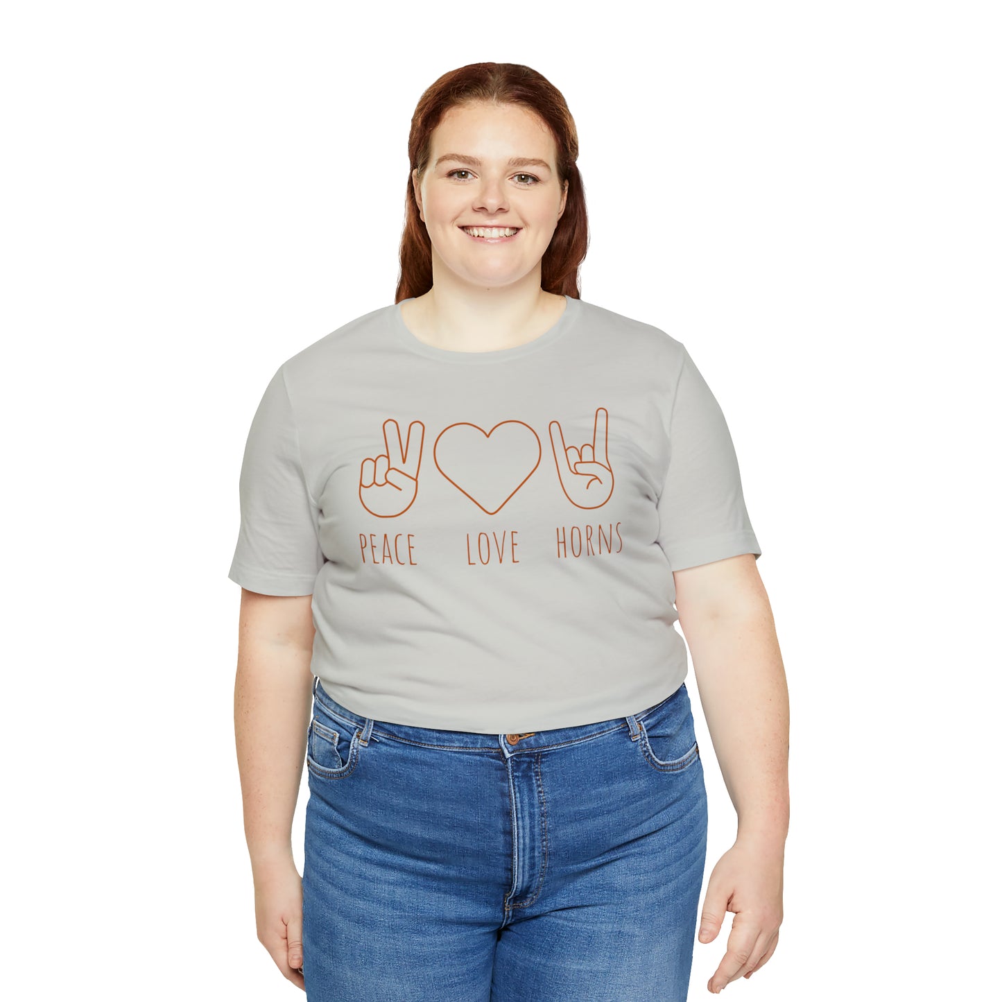 Texas - Peace Love Horns - Unisex Jersey Short Sleeve Tee