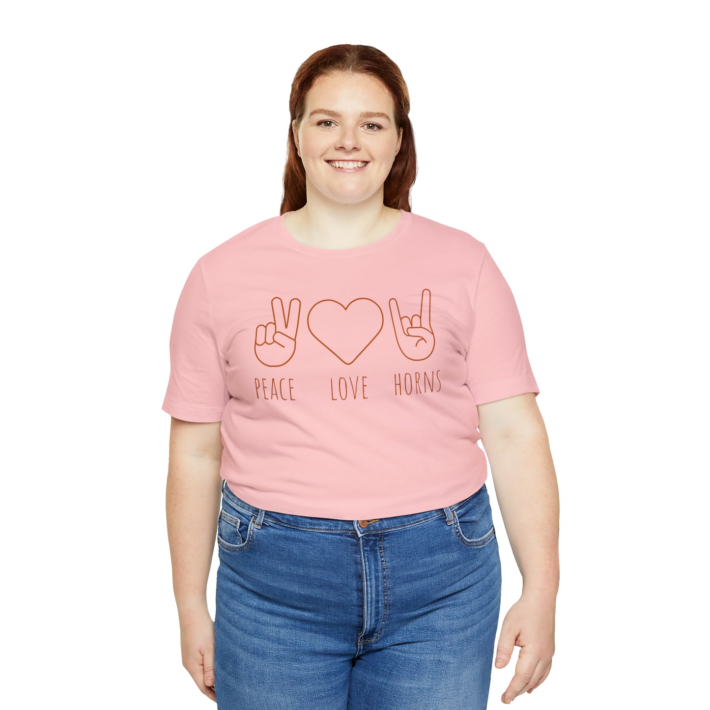 Texas - Peace Love Horns - Unisex Jersey Short Sleeve Tee