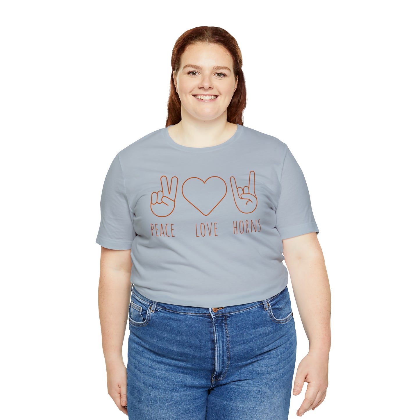 Texas - Peace Love Horns - Unisex Jersey Short Sleeve Tee