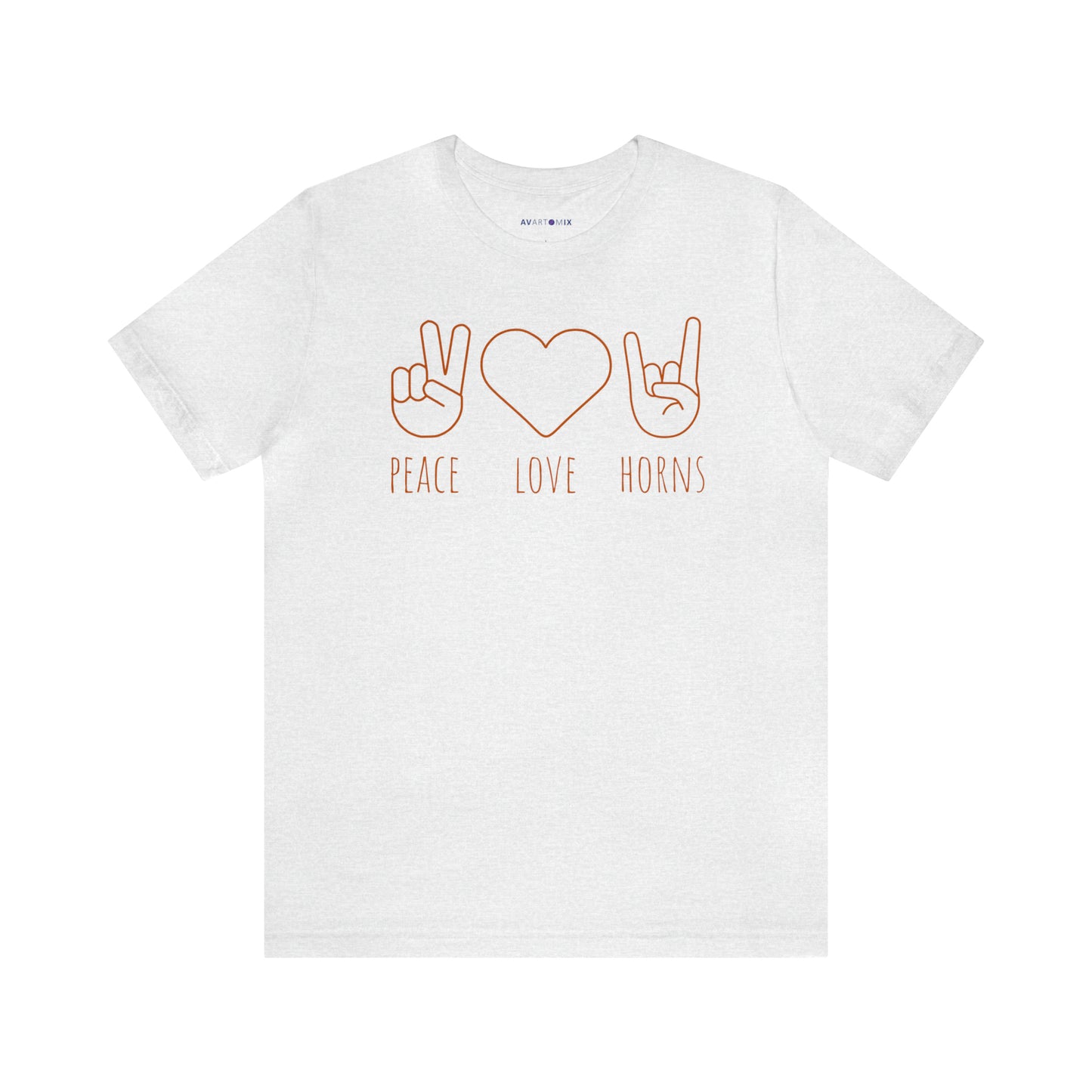 Texas - Peace Love Horns - Unisex Jersey Short Sleeve Tee