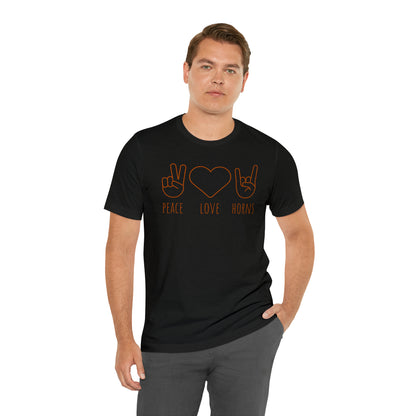 Texas - Peace Love Horns - Unisex Jersey Short Sleeve Tee