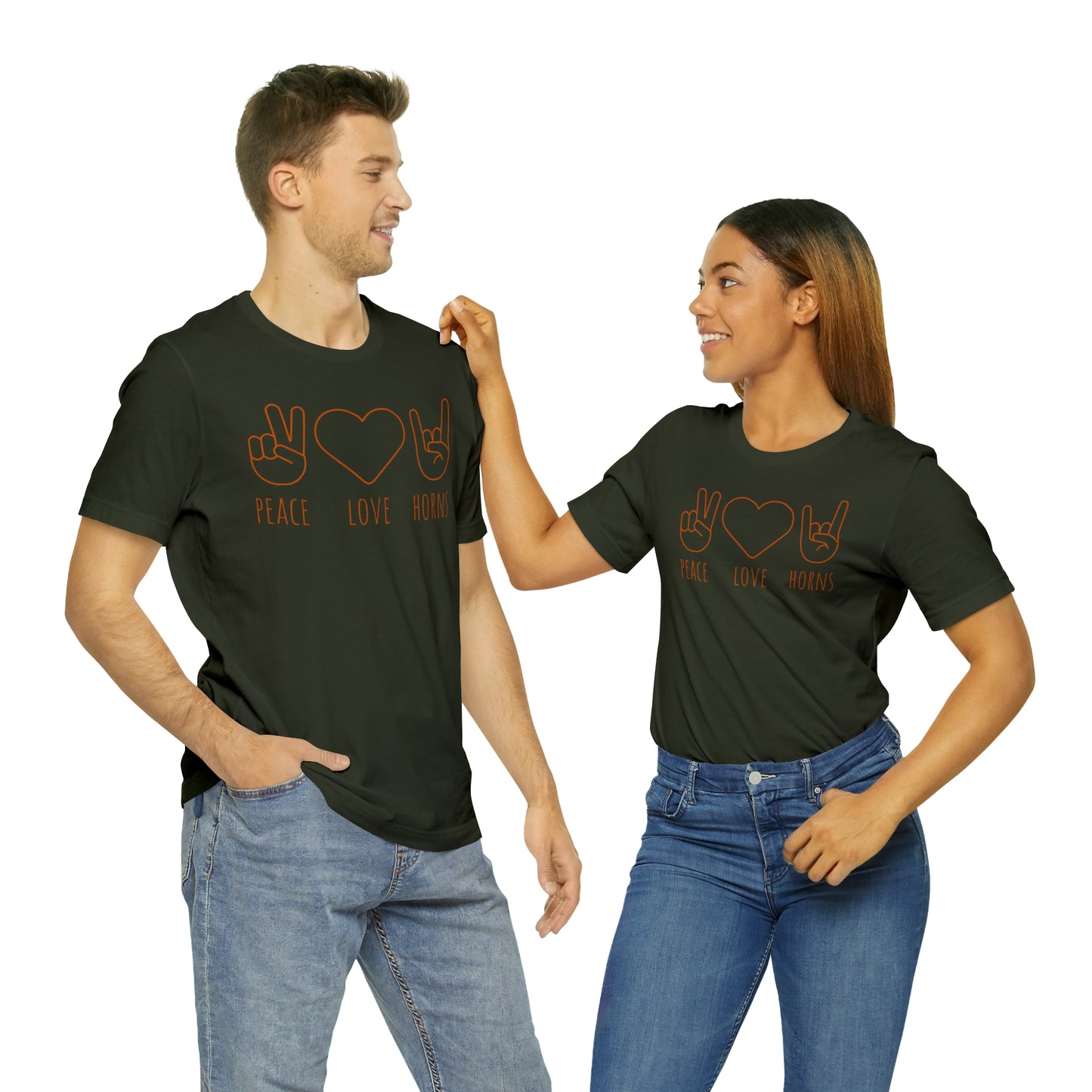 Texas - Peace Love Horns - Unisex Jersey Short Sleeve Tee