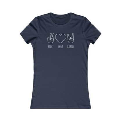 Texas - Peace Love Horns (White Text) - Women's Favorite Tee