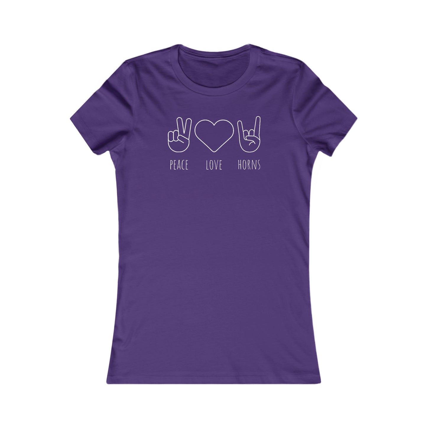 Texas - Peace Love Horns (White Text) - Women's Favorite Tee