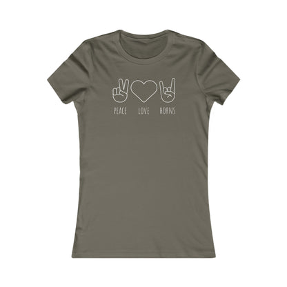 Texas - Peace Love Horns (White Text) - Women's Favorite Tee