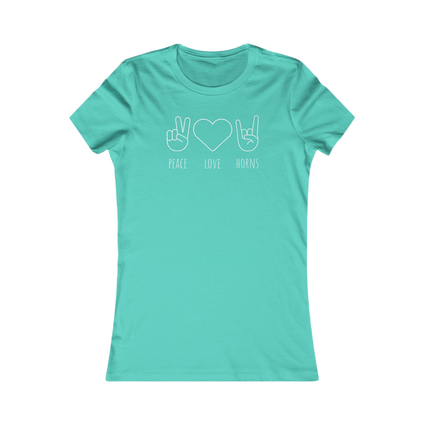 Texas - Peace Love Horns (White Text) - Women's Favorite Tee