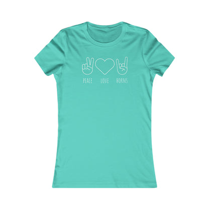 Texas - Peace Love Horns (White Text) - Women's Favorite Tee