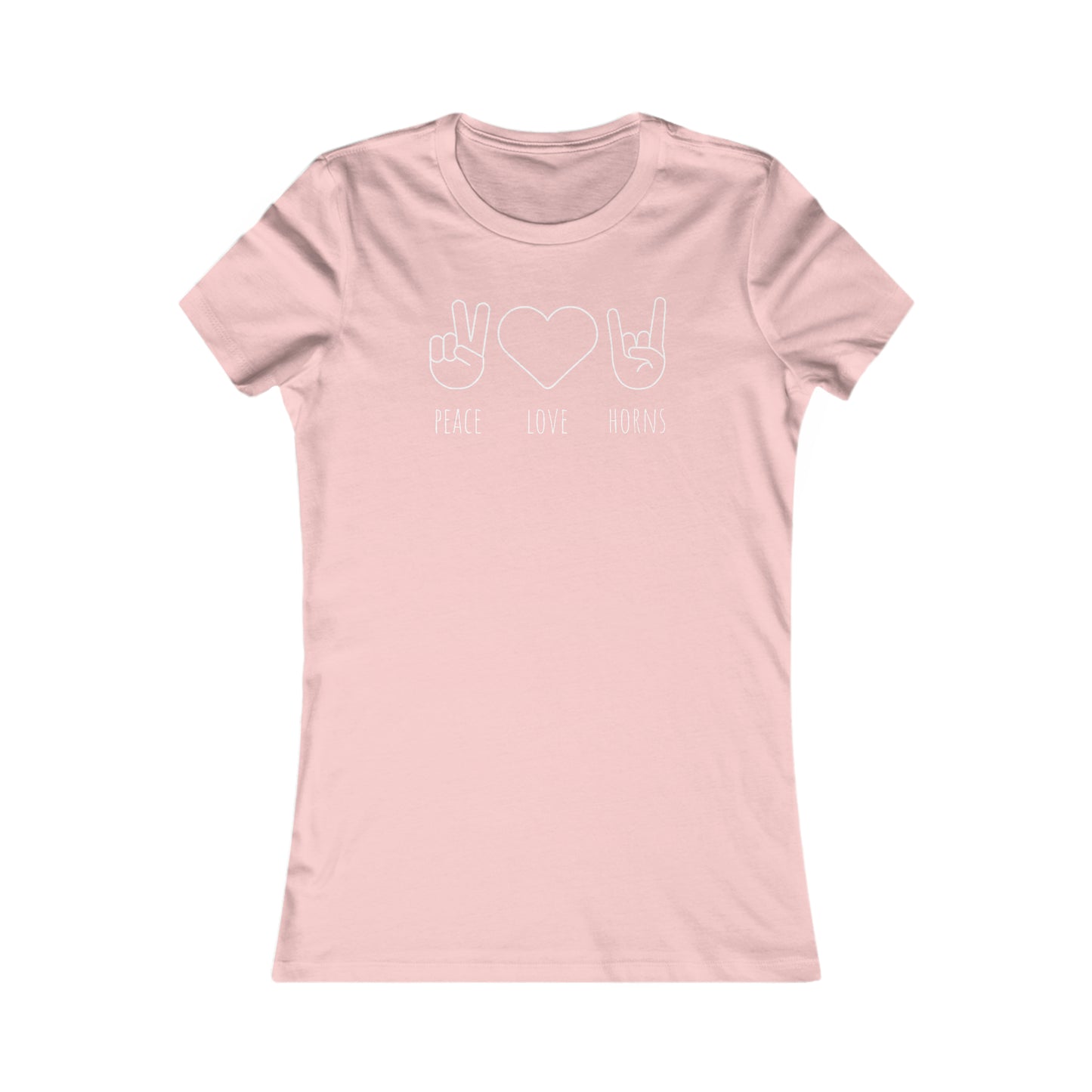 Texas - Peace Love Horns (White Text) - Women's Favorite Tee