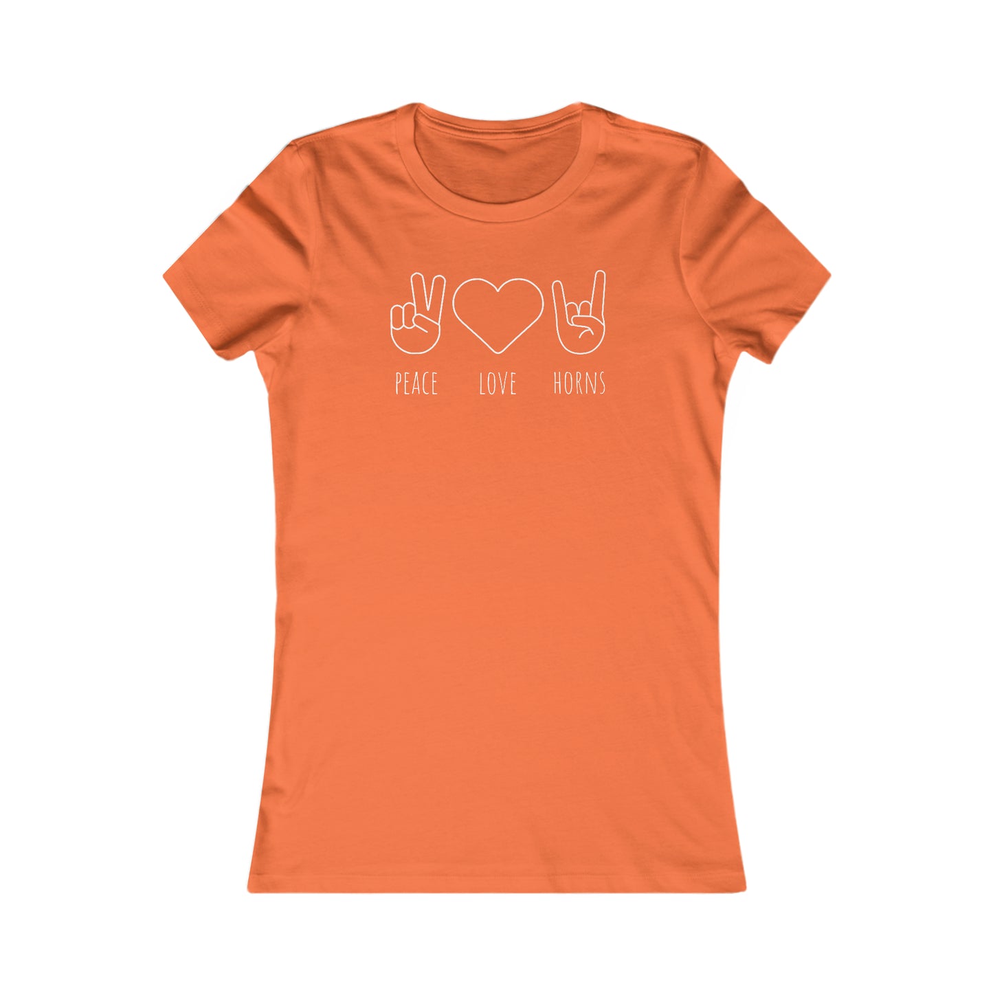 Texas - Peace Love Horns (White Text) - Women's Favorite Tee