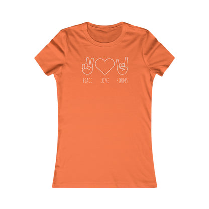 Texas - Peace Love Horns (White Text) - Women's Favorite Tee