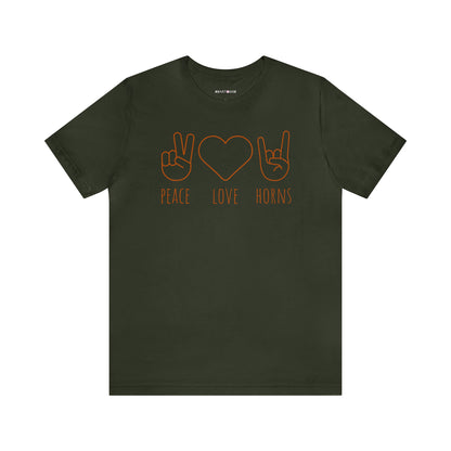 Texas - Peace Love Horns - Unisex Jersey Short Sleeve Tee